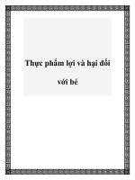 Thực phẩm lợi và hại đối với bé pdf