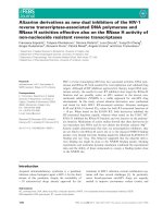 Báo cáo khoa học: Alizarine derivatives as new dual inhibitors of the HIV-1 reverse transcriptase-associated DNA polymerase and RNase H activities effective also on the RNase H activity of non-nucleoside resistant reverse transcriptases pot