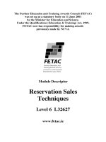 Module Descriptor Reservation Sales Techniques Level 6 - L32627 ppt