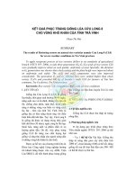 Kết quả phục tráng giống lúa Cửu Long 8 cho vùng khó khăn của tỉnh Trà Vinh pptx