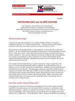 BIOTECHNOLOGY and its APPLICATIONS