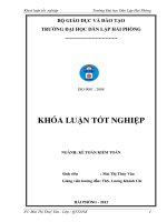 Khoá luận tốt nghiệpTrường Đại học Dân Lập Hải PhòngBỘ GIÁO DỤC VÀ ĐÀO TẠO TRƢỜNG ĐẠI HỌC DÂN LẬP HẢI PHÒNG -------------------------------ISO 9001 : 2008KHÓA LUẬN TỐT NGHIỆPNGÀNH: KẾ TOÁN KIỂM TOÁNSinh viên: Mai Thị Thúy VânGiảng viên hƣớ ppt