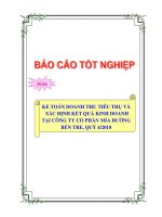 luận văn kế toán doanh thu tiêu thụ và xác định kết quả kinh doanh tại công ty cổ phần mía đường bến tre