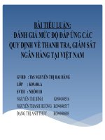 ĐÁNH GIÁ MỨC ĐỘ ĐÁP ỨNG CÁC QUY ĐỊNH VỀ THANH TRA, GIÁM SÁT NGÂN HÀNG