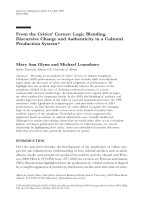 From the Critics’ Corner: Logic Blending, Discursive Change and Authenticity in a Cultural Production System* potx