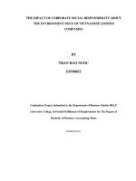 the impact of corporate social responsibility about the environment issue of vietnamese limited companies