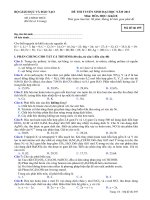 đề tuyển sinh đại học môn hóa khối b năm 2013 mã đề 695