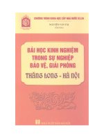 Bài học kinh nghiệm trong sự nghiệp bảo vệ, giải phóng Thăng Long- Hà Nội potx
