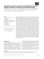 Báo cáo khoa học: Secondary structure conversions of Alzheimer’s Ab(1–40) peptide induced by membrane-mimicking detergents pdf