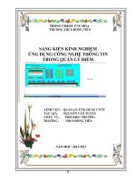 SÁNG KIẾN KINH NGHIỆM ỨNG DỤNG CÔNG NGHỆ THÔNG TIN TRONG QUẢN LÝ ĐIỂM pptx
