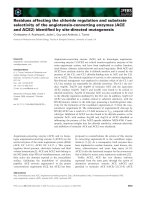 Báo cáo khoa học: Residues affecting the chloride regulation and substrate selectivity of the angiotensin-converting enzymes (ACE and ACE2) identiﬁed by site-directed mutagenesis pot