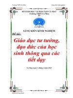 tiểu luận giáo dục tư tưởng, đạo đức cho học sinh thông qua các tiết dạy