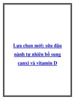 Lựa chọn mới: sữa đậu nành tự nhiên bổ sung canxi và vitamin D doc