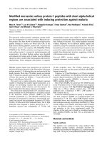 Báo cáo khoa học: Modiﬁed merozoite surface protein-1 peptides with short alpha helical regions are associated with inducing protection against malaria docx