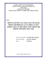 những nguyên tắc sáng tạo ứng dụng trong mô hình xử lý cú pháp và ngữ nghĩa cho câu hỏi tiếng việt trong hệ thống tìm kiếm thư viện