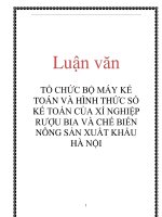 Luận văn: TỔ CHỨC BỘ MÁY KẾ TOÁN VÀ HÌNH THỨC SỔ KẾ TOÁN CỦA XÍ NGHIỆP RƯỢU BIA VÀ CHẾ BIẾN NÔNG SẢN XUẤT KHẨU HÀ NỘI pptx