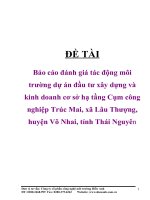 Báo cáo đánh giá tác động môi trường dự án đầu tư xây dựng và kinh doanh cơ sở hạ tầng Cụm công nghiệp Trúc Mai, xã Lâu Thượng, huyện Võ Nhai, tỉnh Thái Nguyên ppt