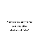 Nước ép trái cây và rau quả giúp giảm cholesterol “xấu” doc
