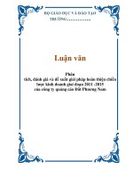 Luận văn: Phân tích, đánh giá và đề xuất giải pháp hoàn thiện chiến lược kinh doanh giai đoạn 2011 -2015 của công ty quảng cáo Đất Phương Nam docx