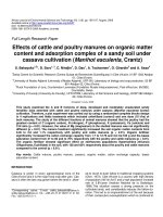 Effects of cattle and poultry manures on organic matter content and adsorption complex of a sandy soil under cassava cultivation (Manihot esculenta, Crantz) doc