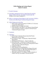 USDA Findings and Actions Report Table of Contents pot