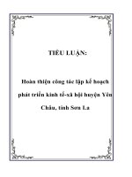 TIỂU LUẬN: Hoàn thiện công tác lập kế hoạch phát triển kinh tế-xã hội huyện Yên Châu, tỉnh Sơn La docx