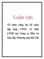 Luận văn: Tổ chức công tác kế toán tập hợp CPSX và tình GTSP tại Công ty Đầu tư Xây lắp Thương mại Hà Nội docx