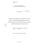 Nghiên cứu ảnh hưởng của mức protein và mùi thức ăn tinh trong khẩu phần đến một số chỉ tiêu tiêu hóa dạ cỏ và năng xuất sữa của đàn bò lai hưởng sữa khu vực ven đô hà nội