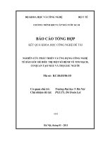 Nghiên cứu phát triển và ứng dụng công nghệ tế bào gốc đề điều trị một số bệnh về tim mạch, cơ quan tạo máu và thị giác ở người