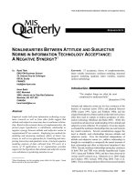 NONLINEARITIES BETWEEN ATTITUDE AND SUBJECTIVE NORMS IN INFORMATION TECHNOLOGY ACCEPTANCE: A NEGATIVE SYNERGY?1