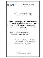 Nâng cao hiệu quả hoạt động tài chính tại công ty xuất nhập khẩu thuốc lá giai đoạn 2011-2015