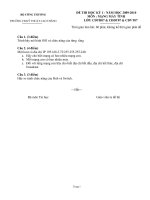 ĐỀ THI HỌC KỲ 1 - NĂM HỌC 2009-2010 MÔN : MẠNG MÁY TÍNH ppt