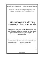 nghiên cứu cơ sở khoa học để phát triển sản xuất một số loại hoa chất lượng cao quy mô công nghiệp phục vụ nội tiêu và xuất khẩu vùng đà lạt tỉnh lâm đồng