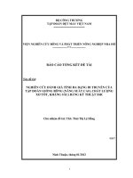 nghiên cứu đánh giá đa dạng di truyền của tập đoàn giống bông (năng suất cao, chất lượng xơ tốt và kháng sâu) bằng kỹ thuật ssr