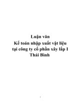 Luận văn Kế toán nhập xuất vật liệu tại công ty cổ phần xây lắp I Thái Bình pdf
