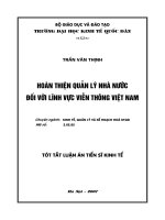 Hoàn thiện quản lý nhà nước đối với lĩnh vực viễn thông Việt Nam