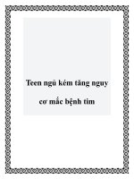 Teen ngủ kém tăng nguy cơ mắc bệnh tim pot