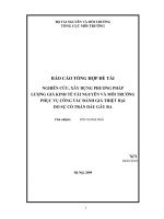 Nghiên cứu, xây dựng phương pháp lượng giá kinh tế tài nguyen và môi trường phục vụ công tác đánh giá thiệt hại do sự cố tràn dầu gây ra