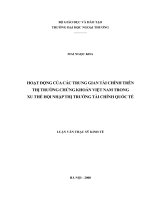 Hoạt động của các trung gian tài chính trên thị trường chứng khoán Việt Nam trong xu thế hội nhập thị trường tài chính quốc tế