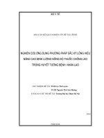 Nghiên cứu ứng dụng phương pháp sắc ký lỏng hiệu năng cao định lượng nồng độ thuốc chống lao trong huyết tương bệnh nhân lao