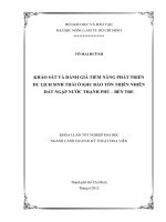 KHẢO SÁT VÀ ĐÁNH GIÁ TIỀM NĂNG PHÁT TRIỂN DU LỊCH SINH THÁI Ở KHU BẢO TỒN THIÊN NHIÊN ĐẤT NGẬP NƯỚC THẠNH PHÚ – BẾN TRE