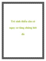 Trẻ sinh thiếu cân có nguy cơ tăng chứng bớt đỏ pdf