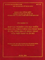Hợp tác nghiên cứu đặc điểm về gen của virus viêm não nhật bản ở các vùng địa lý khác nhau của việt nam và ấn độ