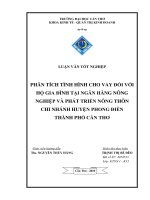 phân tích tình hình cho vay đối với hộ gia đình tại ngân hàng nông nghiệp và phát triển nông thôn chi nhánh huyện phong điền thành phố cần thơ