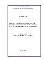 Nghiêm cứu ảnh hưởng của một số biện pháp kỹ thuật đến sinh trưởng, phát triển, năng suất và chất lượng thuốc lào trồng tại Hải Phòng