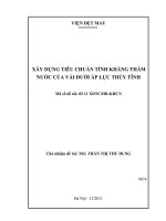 Xây dựng tiêu chuẩn tính kháng thấm nước của vải dưới áp lực thuỷ tĩnh