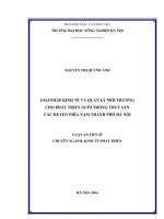 Giải pháp kinh tế và quản lý môi trường cho phát triển nuôi trồng thuỷ sản các huyện phía nam thành phố Hà Nội