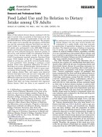 Food Label Use and Its Relation to Dietary Intake among US Adults