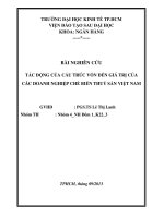 tiểu luận tác động của cấu trúc vốn đến giá trị của các doanh nghiệp chế biến thuỷ sản việt nam