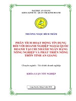 phân tích hoạt động tín dụng đối với doanh nghiệp ngoài quốc doanh tại chi nhánh ngân hàng nông nghiệp và phát triển nông thôn tỉnh an giang